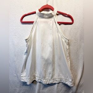 Rockstar BOHO ANTHRO Cloth & Stone Beachside White Halter Top Embroidery Y2K